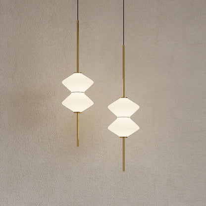 Pendant Light | Modern White Glass | 5.9 x 23.6 in | LED Ceiling Fixture | Art Deco Style | Brick by Brick