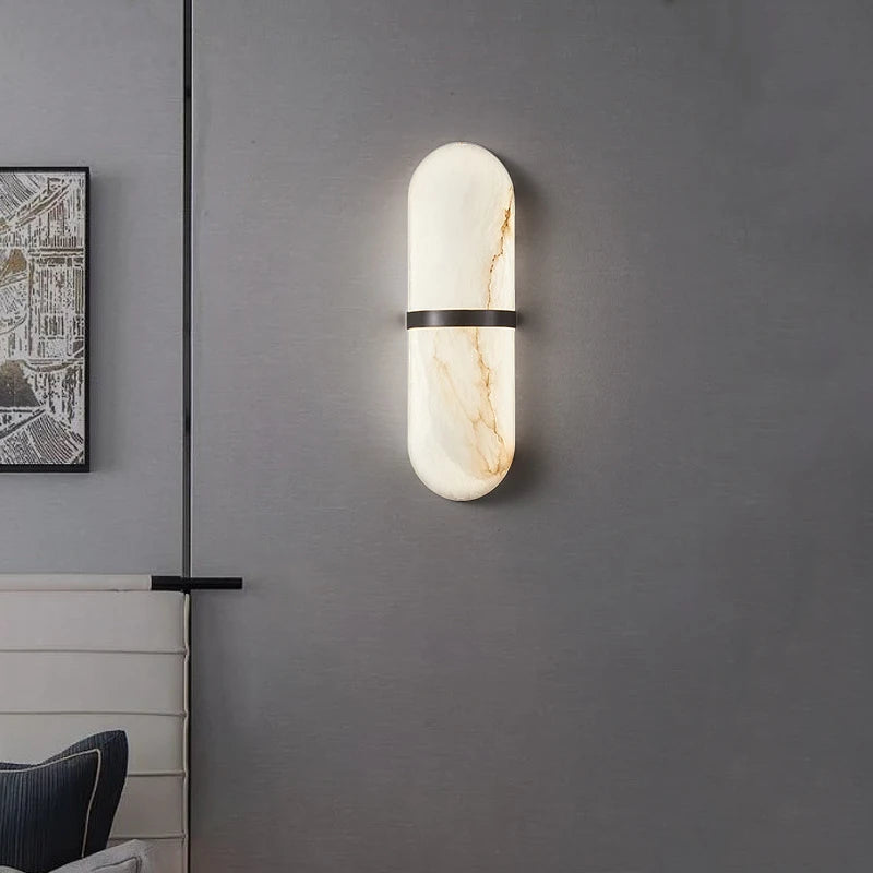 Marble LED Wall Light  | 15.7 x 3.5 in | Semi-Cylinder Light | Imitation Marble Decor Fixture | Brick by Brick