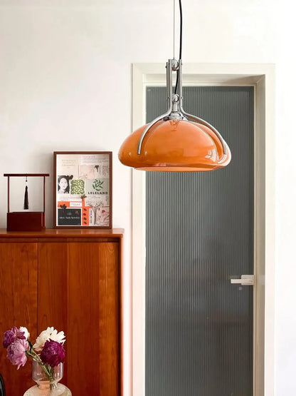 Bauhaus Pumpkin Pendant Light | Vintage Orange Chandelier | Nordic Mushroom LED Ceiling Lamp | Brick by Brick