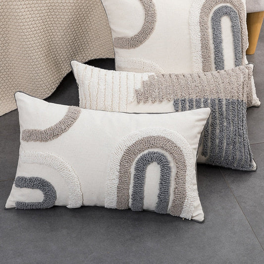 Graphic Japandi Pillowcase | Cotton Linen | Beige Gray Cushion Cover | Modern Scandinavian Japanese Style | Brick by Brick
