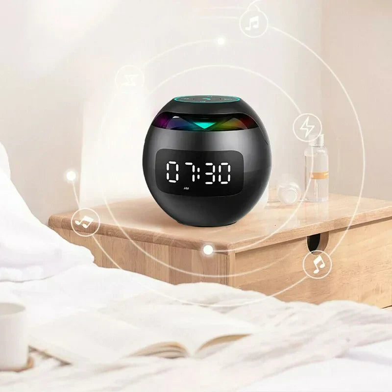 LED Smart Clock Speaker | 3.3 x 3.3 in | RGB Light Bluetooth Alarm | Multifunction Digital Display | Brick by Brick