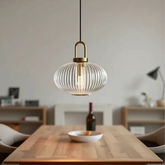 Glass Pendant Light | Modern Hanging Lamp | Clear Glass | E27 Bulb Fixture | Indoor Ceiling Lighting | Brick by Brick