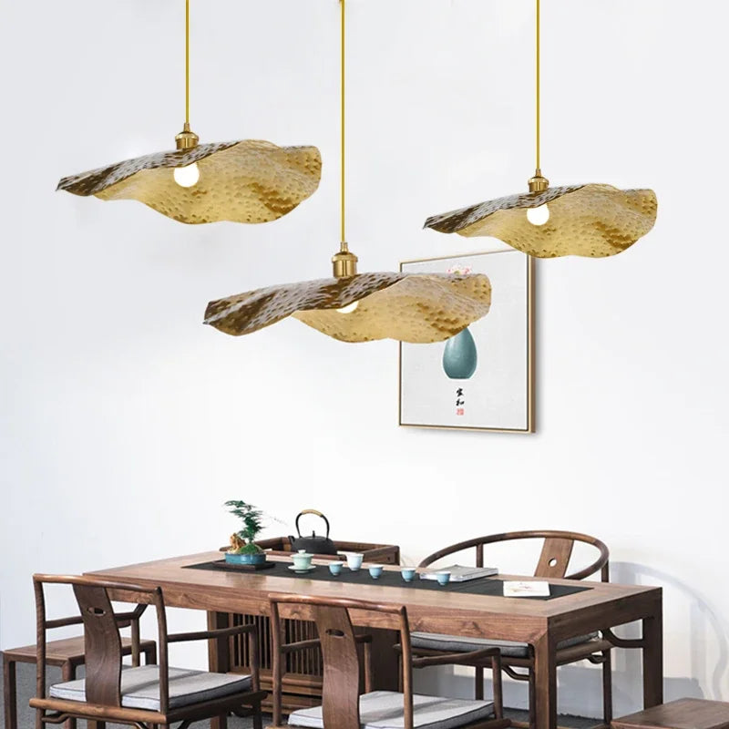 Zen Lotus Leaf Pendant Lamp | 12 - 19.7 in | Iron & Aluminum | E27 LED Hanging Light | Modern Chinese Style | Brick by Brick