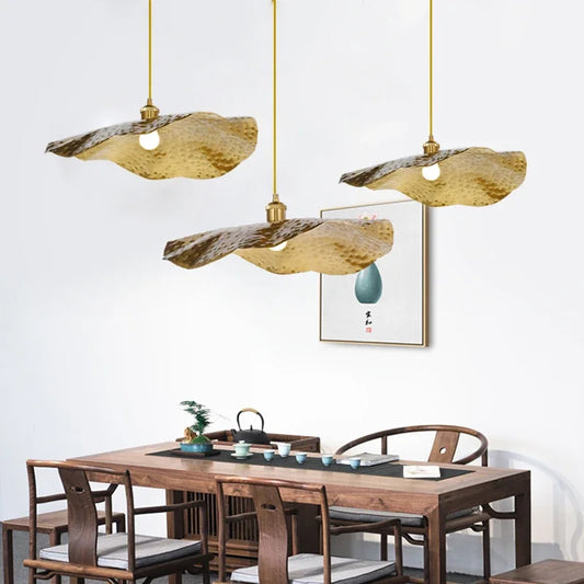 Zen Lotus Leaf Pendant Lamp | 12 - 19.7 in | Iron & Aluminum | E27 LED Hanging Light | Modern Chinese Style | Brick by Brick