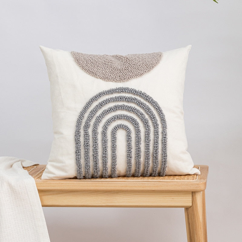 Graphic Japandi Pillowcase | Cotton Linen | Beige Gray Cushion Cover | Modern Scandinavian Japanese Style | Brick by Brick