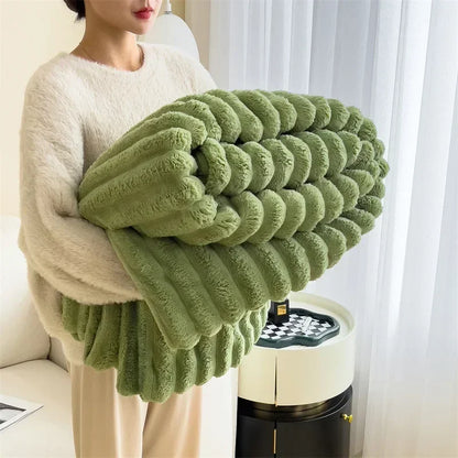 Cozy Fleece Throw Blanket | Checked Faux Lambswool | Ultra Soft Winter Blanket | Brick By Brick