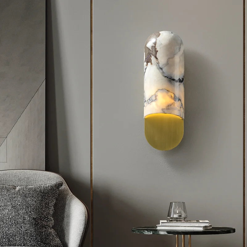 LED Marble Wall Lamp | 30.70 in | Modern Bedside & Hallway Sconce | Elegant Downlight | Brick by Brick