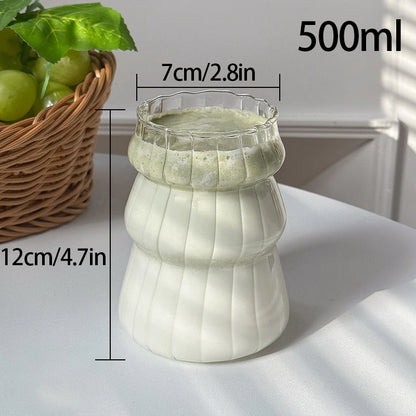 Wave Glass Cup | Transparent Ripple Drinking Cup | 300ml to 650ml | Creative Mug | Brick by Brick