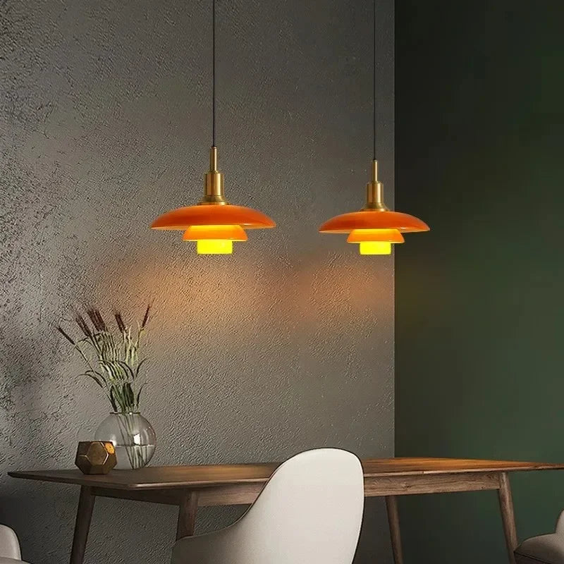Bauhaus Pendant Light | 11.2 in | 3-Layer Glass LED Chandelier | Designer Ceiling Lighting | Brick by Brick