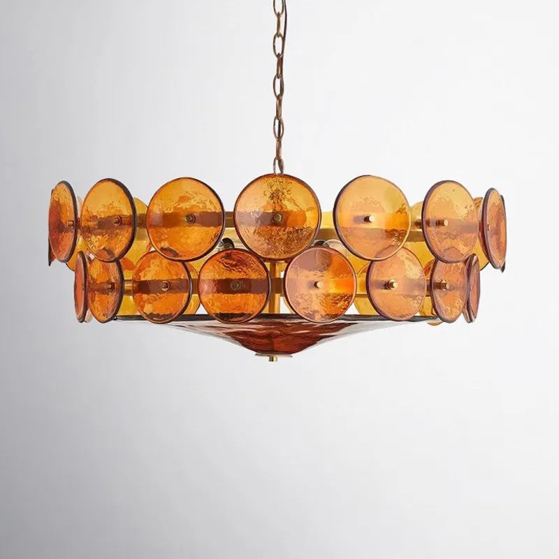 French Glass Pendant Chandelier | 23.6 in or 31.5 in| Glass Stone | Retro Nordic Style | Elegant Lighting Fixture | Brick by Brick
