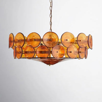 French Glass Pendant Chandelier | 23.6 in or 31.5 in| Glass Stone | Retro Nordic Style | Elegant Lighting Fixture | Brick by Brick