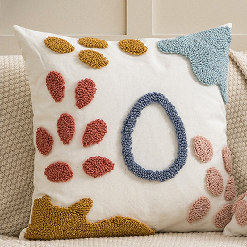 Japandi Floral Pillowcase | Cotton & Linen | Colorful Embroidered Accent | Brick by Brick
