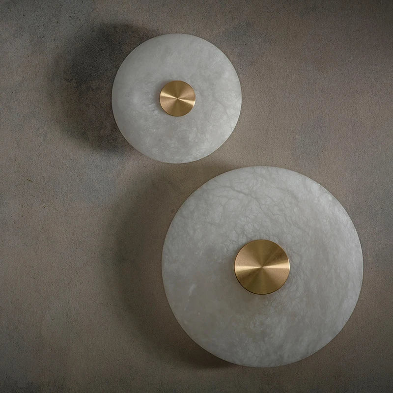 Art Deco Marble Wall Lamp | D5.91-11.81 in |Round LED Brass Sconce | Modern Lighting | Brick by Brick