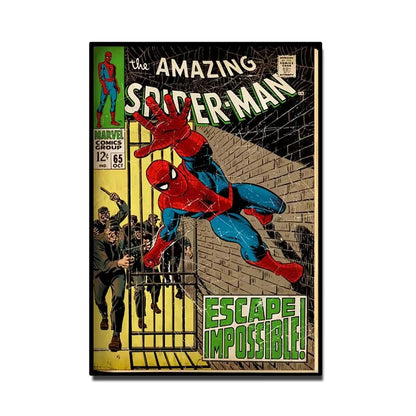 Spider-Man Canvas Wall Art | 5.1 - 21.7 in | Retro Marvel Superhero Poster | Unframed | Brick by Brick