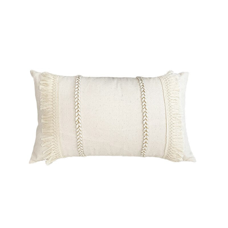 Japandi Cotton Linen Pillow Cover | Beige Woven Design | Modern Cushion Case | Minimalist Home Décor | Brick by Brick
