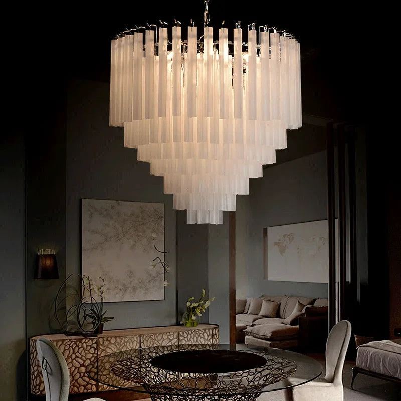 Round Glass Pendant Light | LED Chandelier | 3-Color Warm Neutral Cool | 24–31 in | Brick by Brick
