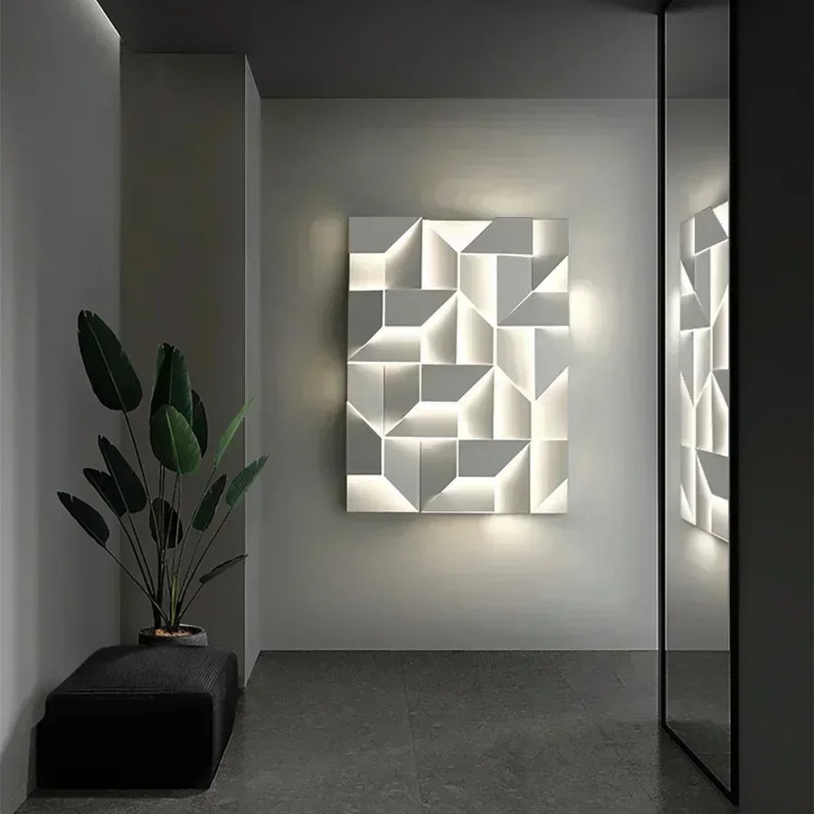 LED 3D Wall Light | Modern Acrylic & Iron Sconce | Adjustable Brightness with Remote | Brick by Brick