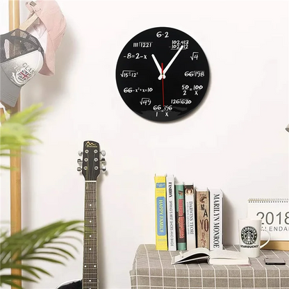 Math Equations Wall Clock | 12" Silent Quartz | Educational Timepiece for Teachers & Math Lovers | Brick by Brick
