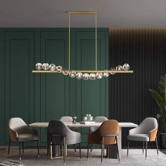 Luxury Modern Pendant Lamp | L31.5-70.8 in x 19.7 in | Ceiling Chandelier with Crystals | Multi-Head LED Lighting | Brick by Brick