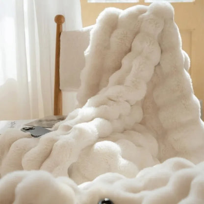 Faux Fur Throw Blanket | Double-Sided Soft Plush Polyester | Warm Decorative Sofa & Bed Blanket | Brick By Brick