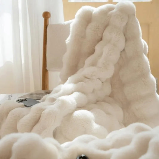 Faux Fur Throw Blanket | Double-Sided Soft Plush Polyester | Warm Decorative Sofa & Bed Blanket | Brick By Brick