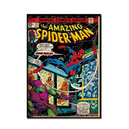 Spider-Man Canvas Wall Art | 5.1 - 21.7 in | Retro Marvel Superhero Poster | Unframed | Brick by Brick