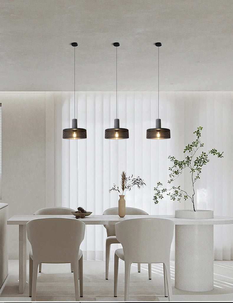 Retro Pendant Lamp | Cement and Iron Birdcage Shade | Hanging Light Fixture | E27 Socket | Brick by Brick