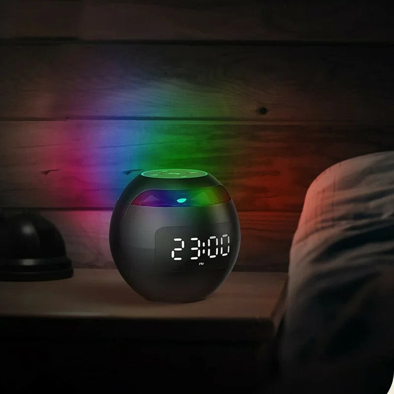 LED Smart Clock Speaker | 3.3 x 3.3 in | RGB Light Bluetooth Alarm | Multifunction Digital Display | Brick by Brick