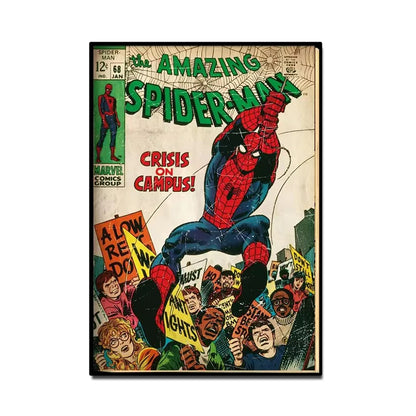 Spider-Man Canvas Wall Art | 5.1 - 21.7 in | Retro Marvel Superhero Poster | Unframed | Brick by Brick