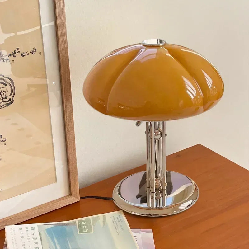 Bauhaus Mushroom Table Lamp | D11.4 in × H13.8 in| Mid Century Modern Retro Design | Creative Light in Orange | Brick by Brick