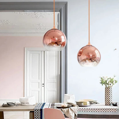 Modern Glass Ball Pendant Light | D5.9 - 15.7 in | Hanging Ceiling Lamp | Dining Room Bedroom Kitchen Fixture | Brick by Brick