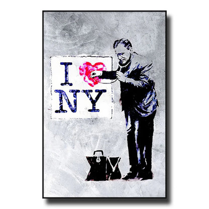 Street Graffiti Wall Art Canvas | 7.9 - 21.7 in | Banksy Girl with Balloon Poster | Modern Abstract Decor | Unframed | Brick by Brick