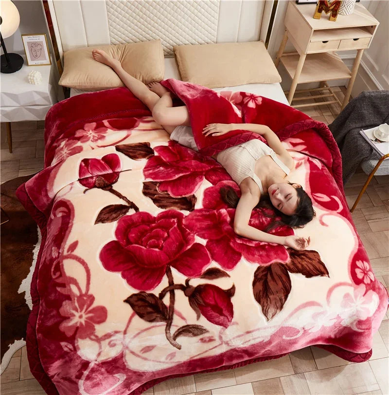 Weighted Blankets |  79 x 91 in | Double Layer Raschel Mink | Soft Faux Fur Throw | Heavy Fluffy Design | Brick by Brick