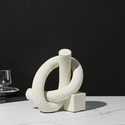 Suteki Ornament Sculpture | 9.8" Abstract Resin Art Loop Form | Neutral White, Black or Gold Gradient