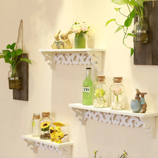 Floating Wall Shelves | Set of 3 | White Wooden Display | Modern Decorative Storage | Brick by Brick