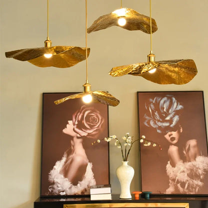Zen Lotus Leaf Pendant Lamp | 12 - 19.7 in | Iron & Aluminum | E27 LED Hanging Light | Modern Chinese Style | Brick by Brick