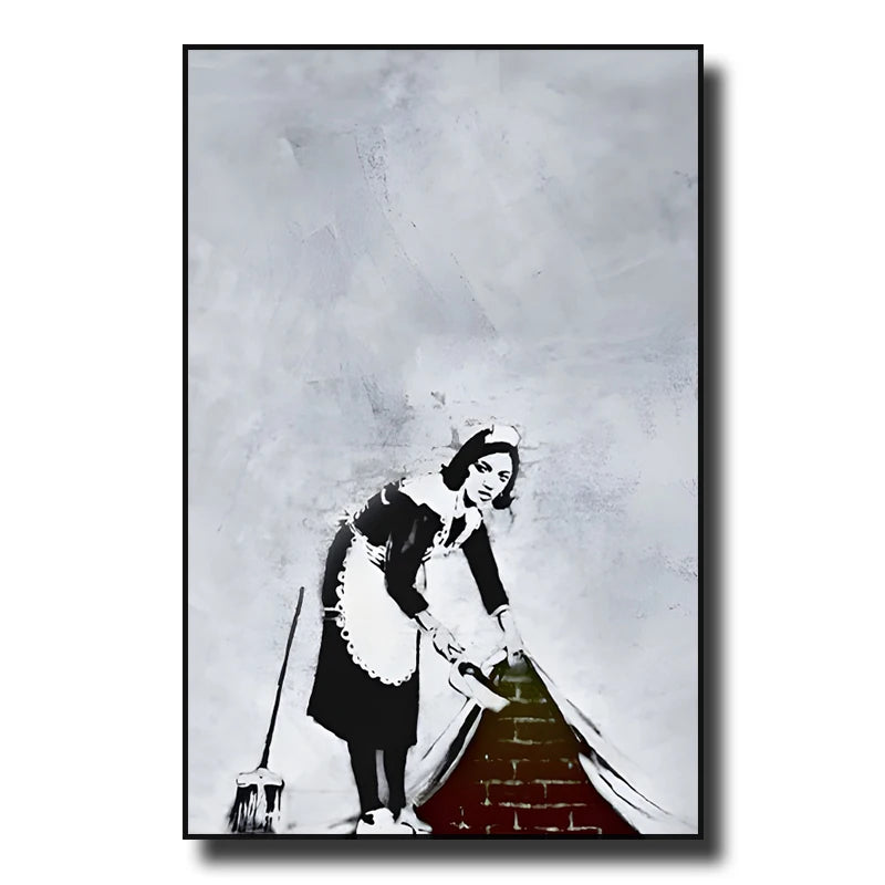 Street Graffiti Wall Art Canvas | 7.9 - 21.7 in | Banksy Girl with Balloon Poster | Modern Abstract Decor | Unframed | Brick by Brick