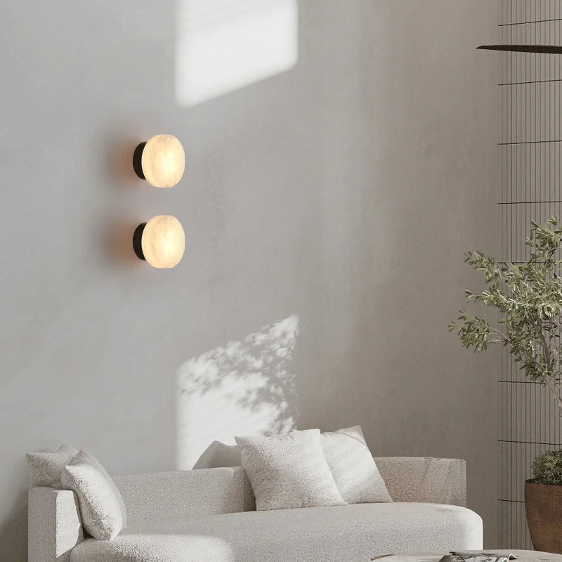 Marble Wall Lamp | 5.43x3.35 in | Modern Copper & Frosted Glass | LED Up & Down Lighting | Home Interior Lighting | Brick by Brick