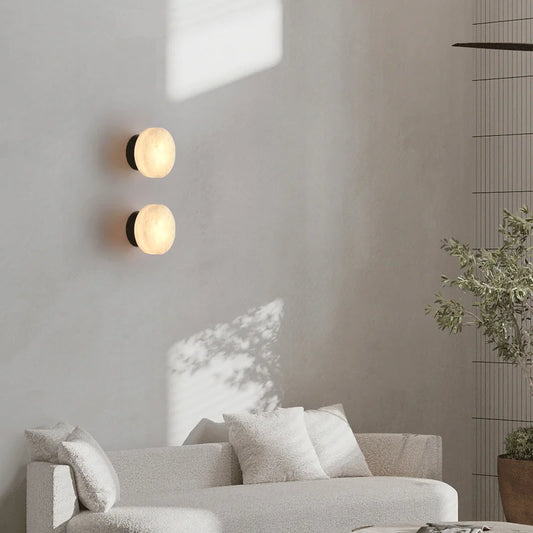 Marble Wall Lamp | 5.43x3.35 in | Modern Copper & Frosted Glass | LED Up & Down Lighting | Home Interior Lighting | Brick by Brick