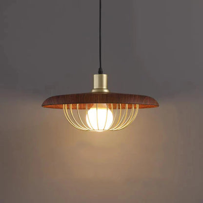 Iron Pendant Light | 13.8 x 7.1 in | Imitation Wood Chandelier | E27 Ceiling Lamp | Brick by Brick