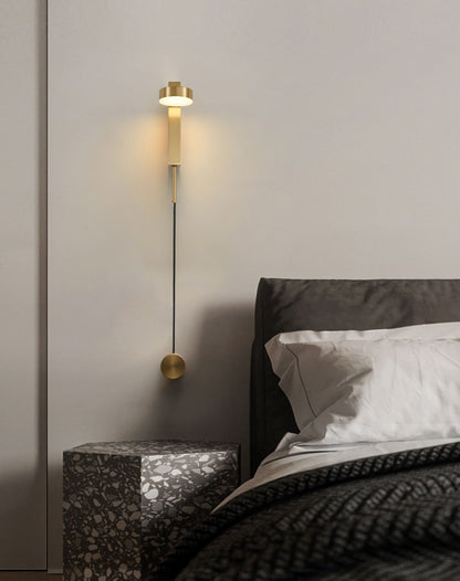 Gold Wall Sconce | 6.1 x 3.94 x 10.6 in | Modern LED Lamp with Dimmer | Adjustable Arm | Brick by Brick