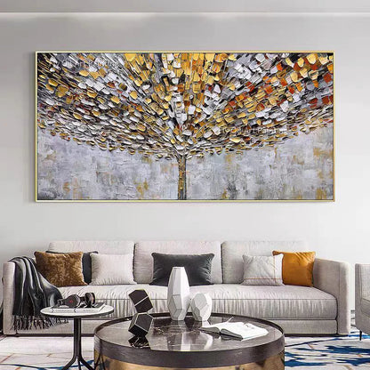 Hand Painted Blossom Tree Wall Art | 19.7 - 59.1 in | Abstract Blue Flower Oil Painting | Modern Canvas | Brick by Brick