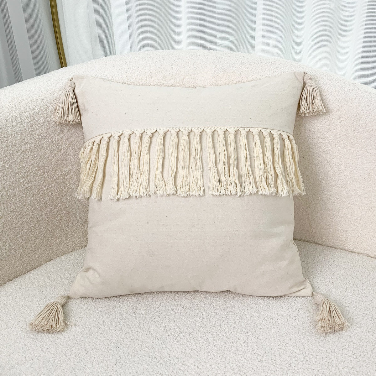 Japandi Cotton Linen Pillow Cover | Beige Woven Design | Modern Cushion Case | Minimalist Home Décor | Brick by Brick