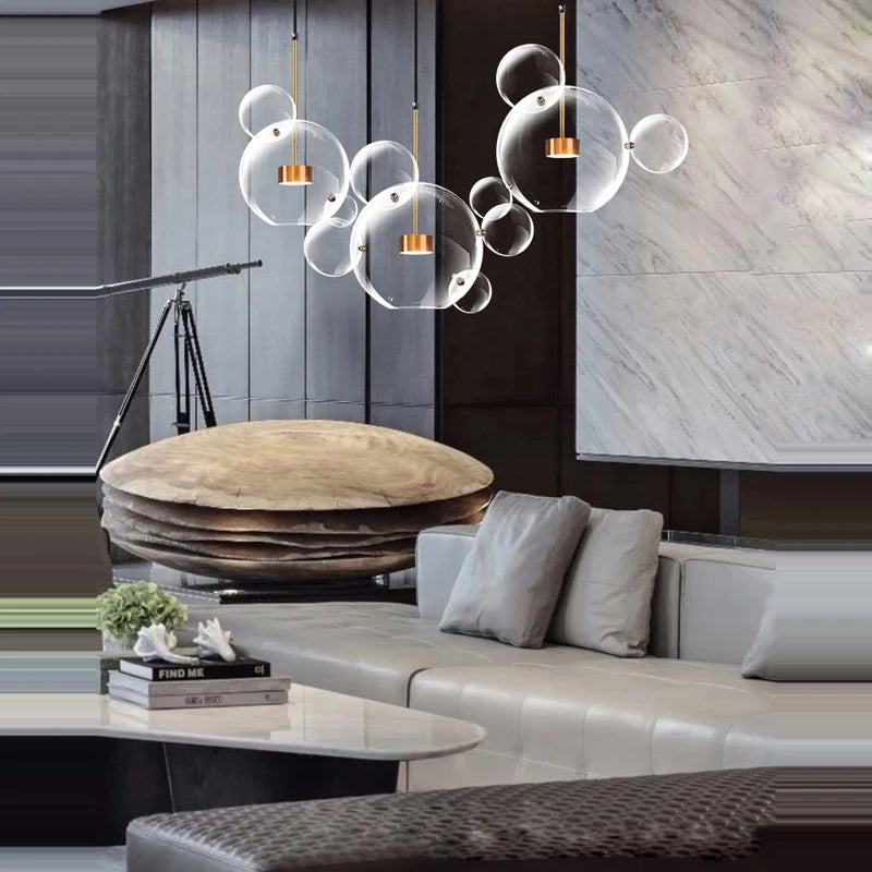 Postmodern Bubble Pendant Light | 59.1in Hanging Adjustable Cord| Glass Bubbles Chandelier | Brick by Brick