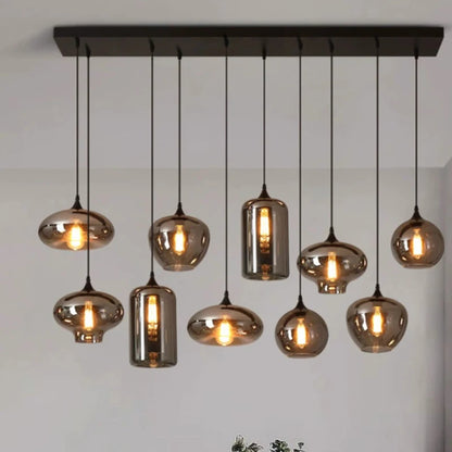 Contemporary LED Pendant Light |3-12 Heads | Glass & Iron | Remote & App Dimmable Chandelier | Brick by Brick