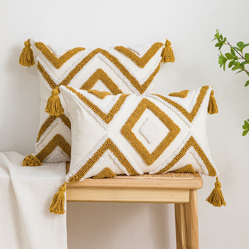 Geometric Japandi Pillowcase | Cotton Linen Cover | Scandinavian Japanese Style | Decorative Neutral Accent | Brick by Brick