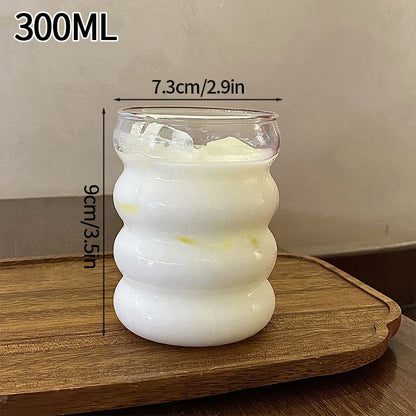 Wave Glass Cup | Transparent Ripple Drinking Cup | 300ml to 650ml | Creative Mug | Brick by Brick