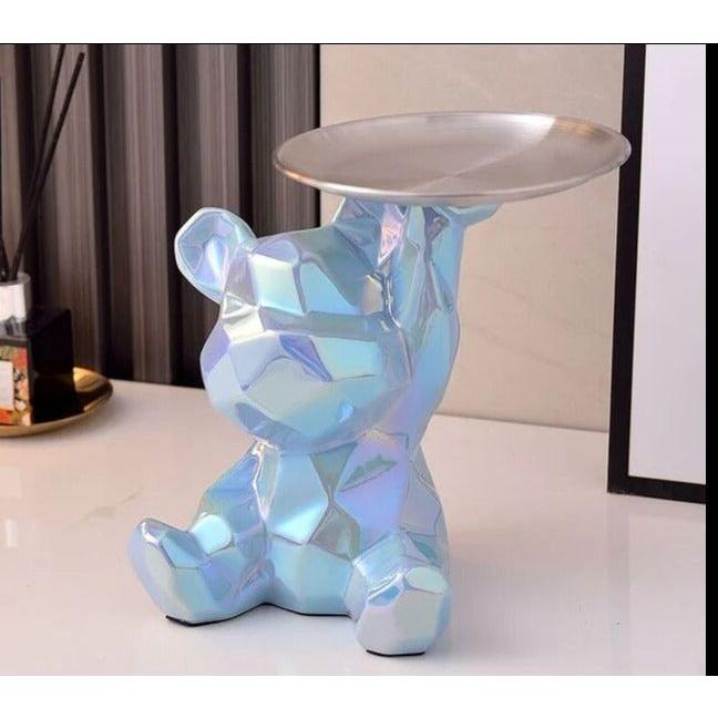 Ceramic Geometric Bear Ornament | 8 x 5 x 6 in | Modern Storage Tray & Piggy Bank | Decorative Sculpture | Brick by Brick