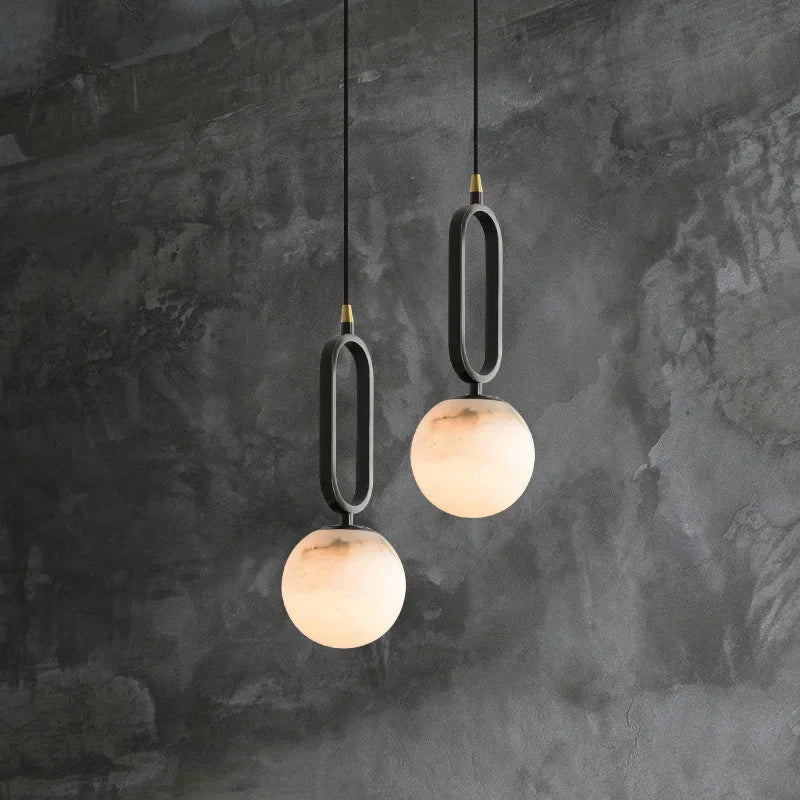 Real Natural Marble Pendant Light | 8.7 x 4.7 x 2.6 in | Modern Scandinavian Design | Elegant Home Lighting | Brick by Brick