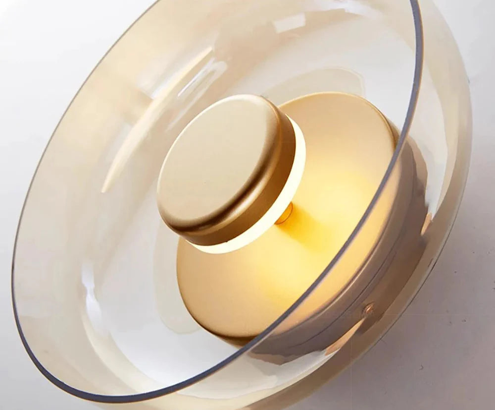 Glass Wall Lamp | D9.1 x H3.7 in | Contemporary Minimalist Sconce | Indoor Accent Light | Brick by Brick